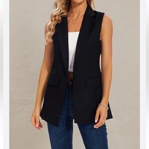Chicos black open front vest
